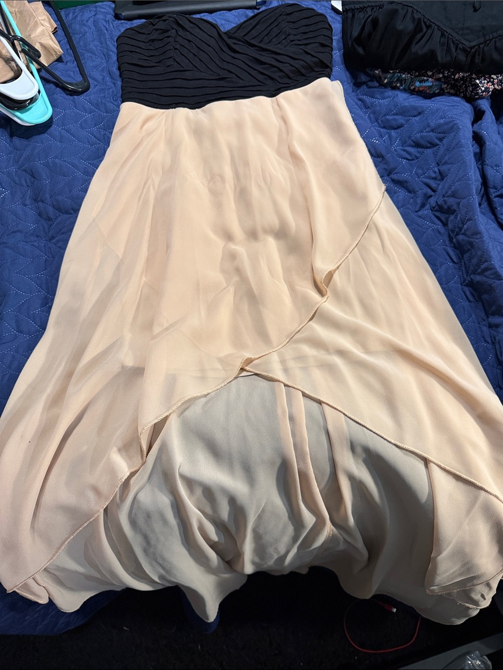 Love Culture Black & Blush High-Low Chiffon Skirt